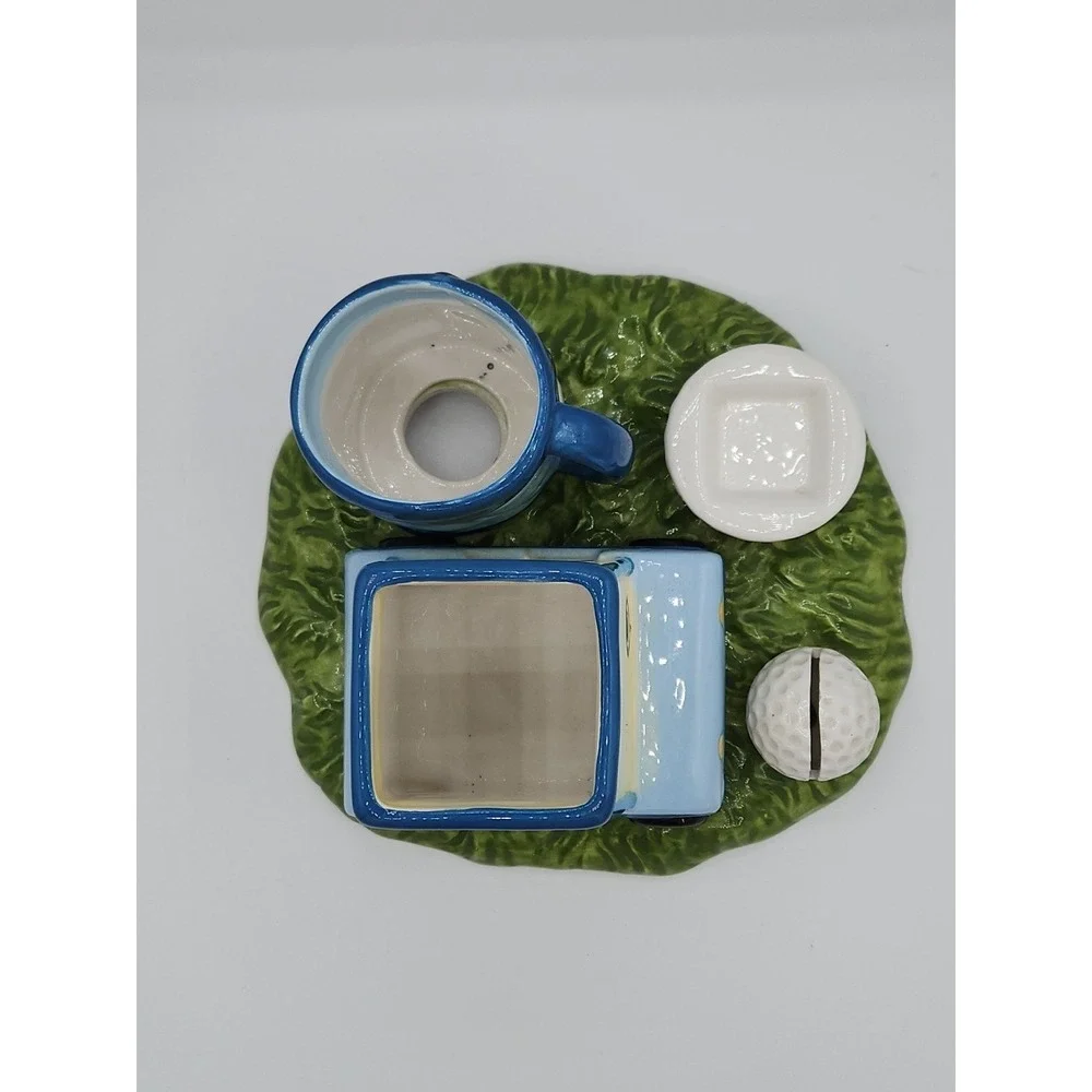 Golf Themed‎ Gift Planter Office Desk Card Holder Blue Green  RARE!